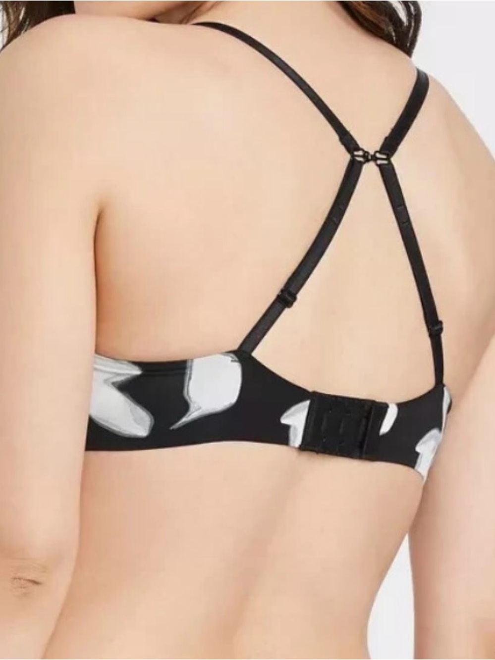 Auden 36C The Bliss Lightly Padded Black White Floral Convertible Bra Wireless